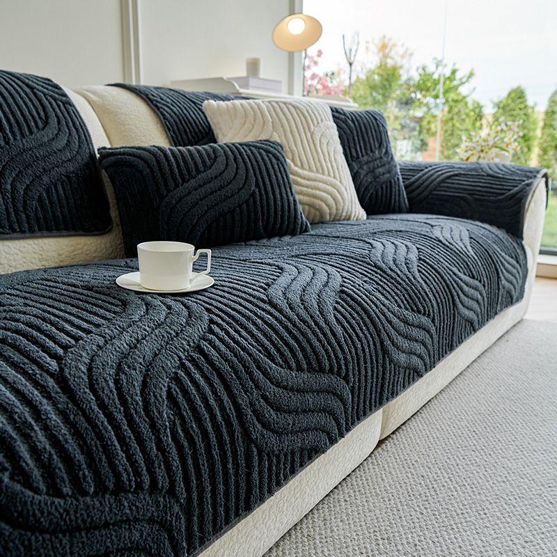 1pc Contemporary Thick Plush Non-Slip Sofa Cover Ideal for Bedroom Office Living Room Home Decor, Fits Single, Double, Triple, and Quad Sofas