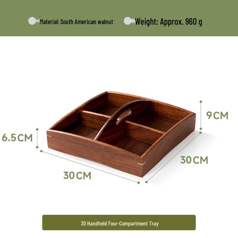 South American Walnut Wood Divided Serving Tray