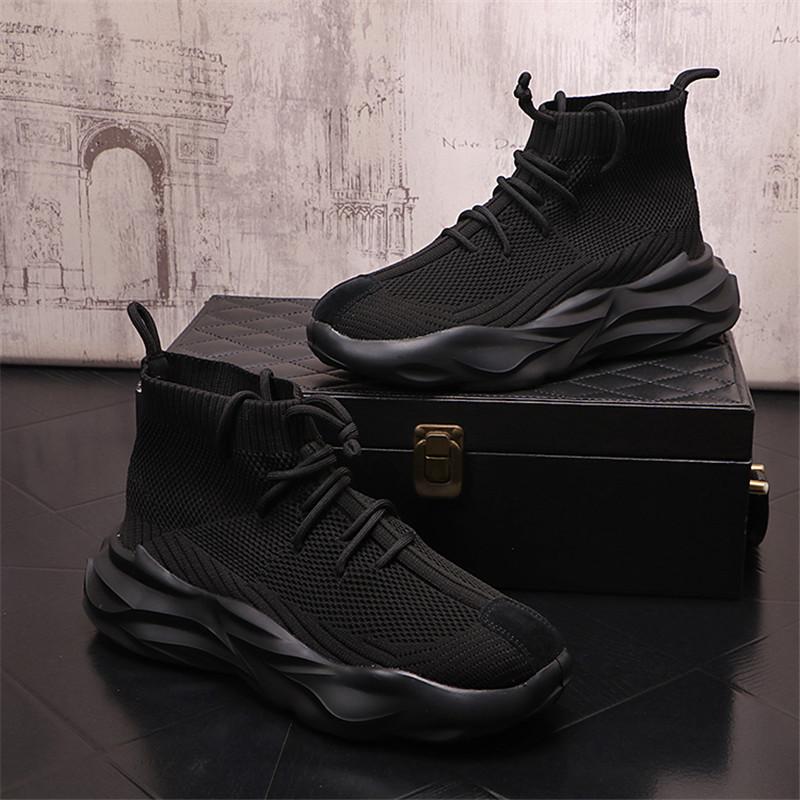 

Новые высокие кроссовки-носки для мужчин, дышащие летние кроссовки, ультралегкие нескользящие кроссовки Zapatillas Trendy Homme Chaussures 38 чёрный