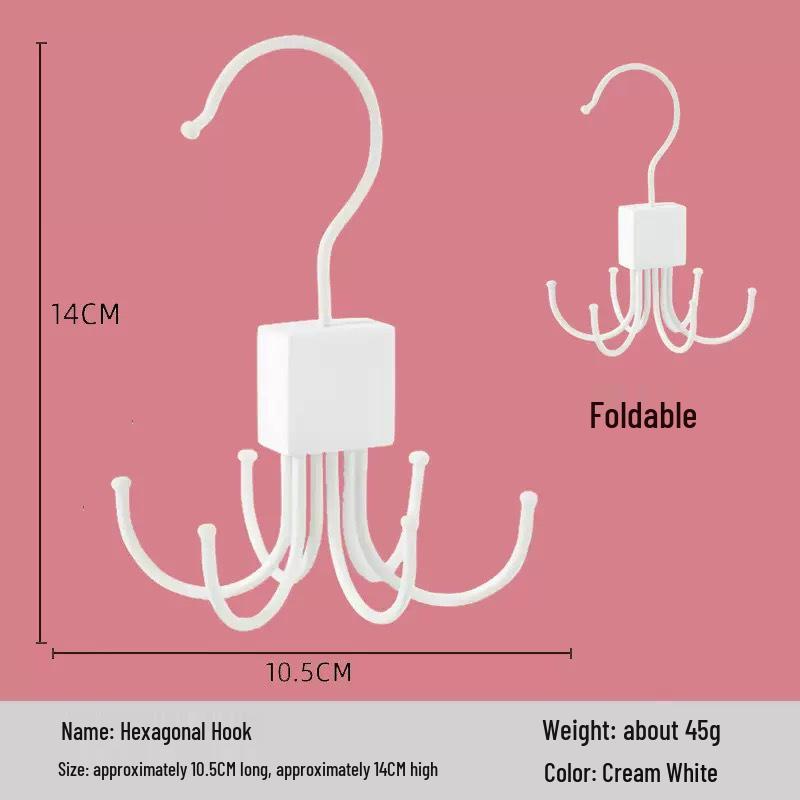 Rotatable Six-Claw Hook Hanger for Hats, Coats, Bags, Scarves, and Belts