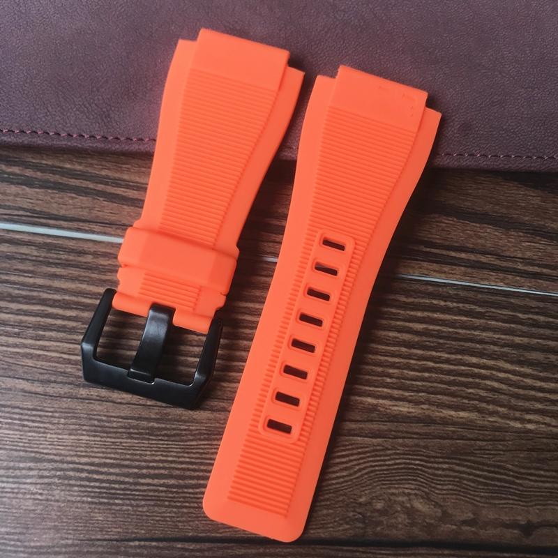 

33x 24 мм синьо-сірий помаранчевий ремінець із силіконової гуми PU для ремінця для годинника Bell Ross BR01 BR03 Браслет 34mm