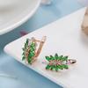 Luxury  Rose Gold Crystal Flower Daily Earrings For Women Green Natural Zircon Accessories Vintage Wedding Jewelry