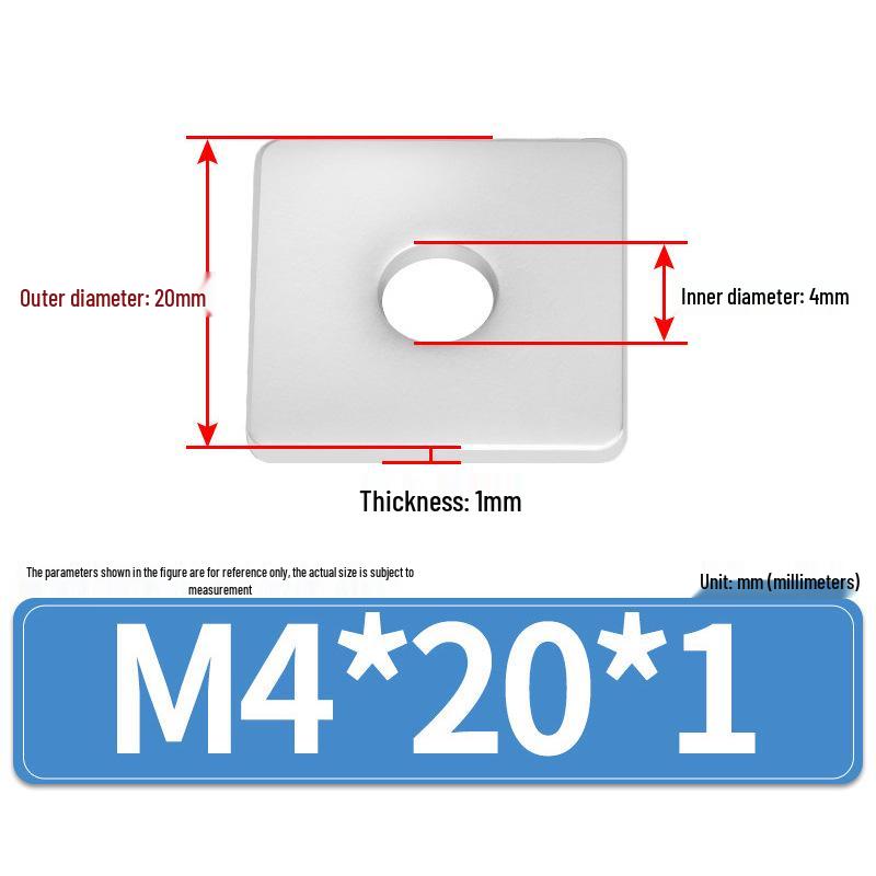 304 Stainless Steel Thickened Square Flat Washers M4-M24