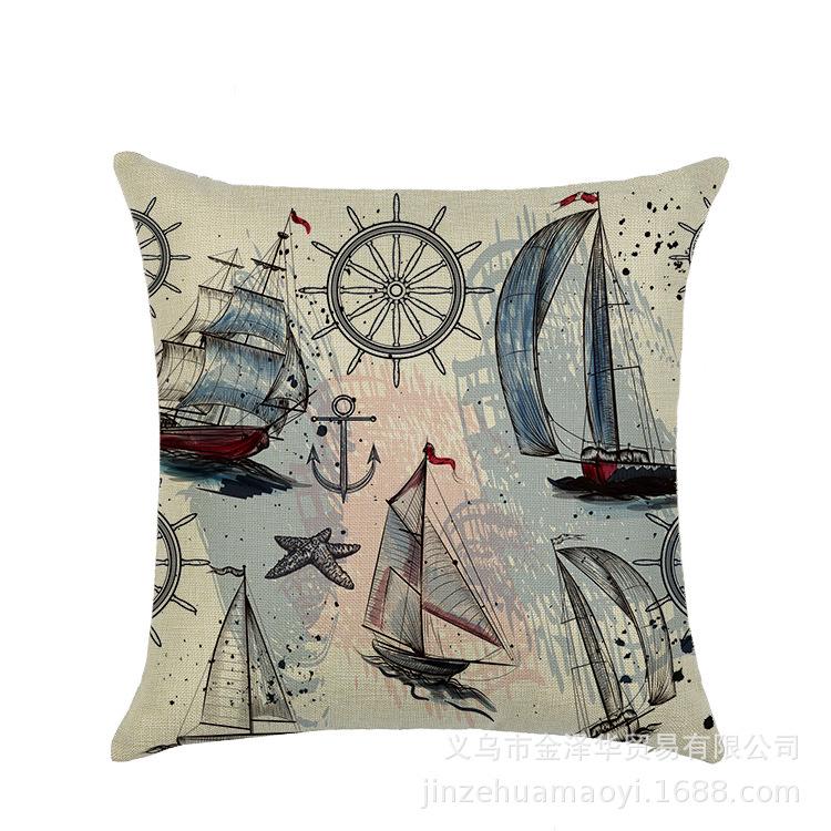Sailing Marine Element Polyester Pillowcase Sofa Cushion Waist Pillowcase Home