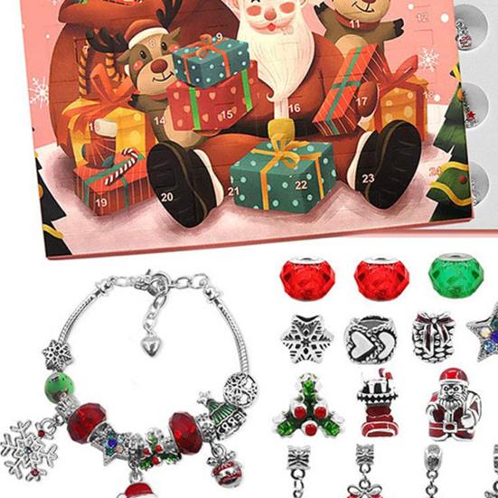 2025 Christmas Advent Calendar Bracelet Set 24 Day Countdown Jewelry Box with Santa Reindeer Tree Charms Surprise Xmas Gift