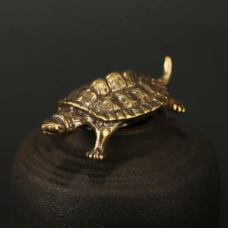 Vintage Messing Krokodil Schildkröte Ornamente Zuhause Schildkröte Schlüsselanhänger Anhänger Tee Haustier Ornamente Schildkröte Handwerk Figuren Großhandel