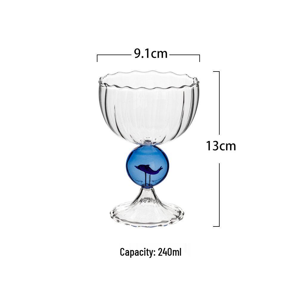 Color-Block High-Stem Heat-Resistant Borosilicate Glass Dessert & Beverage Cup 240ml