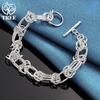 925 Sterling Silver Full Circle Ring Design Chain Bracelet Jewelry