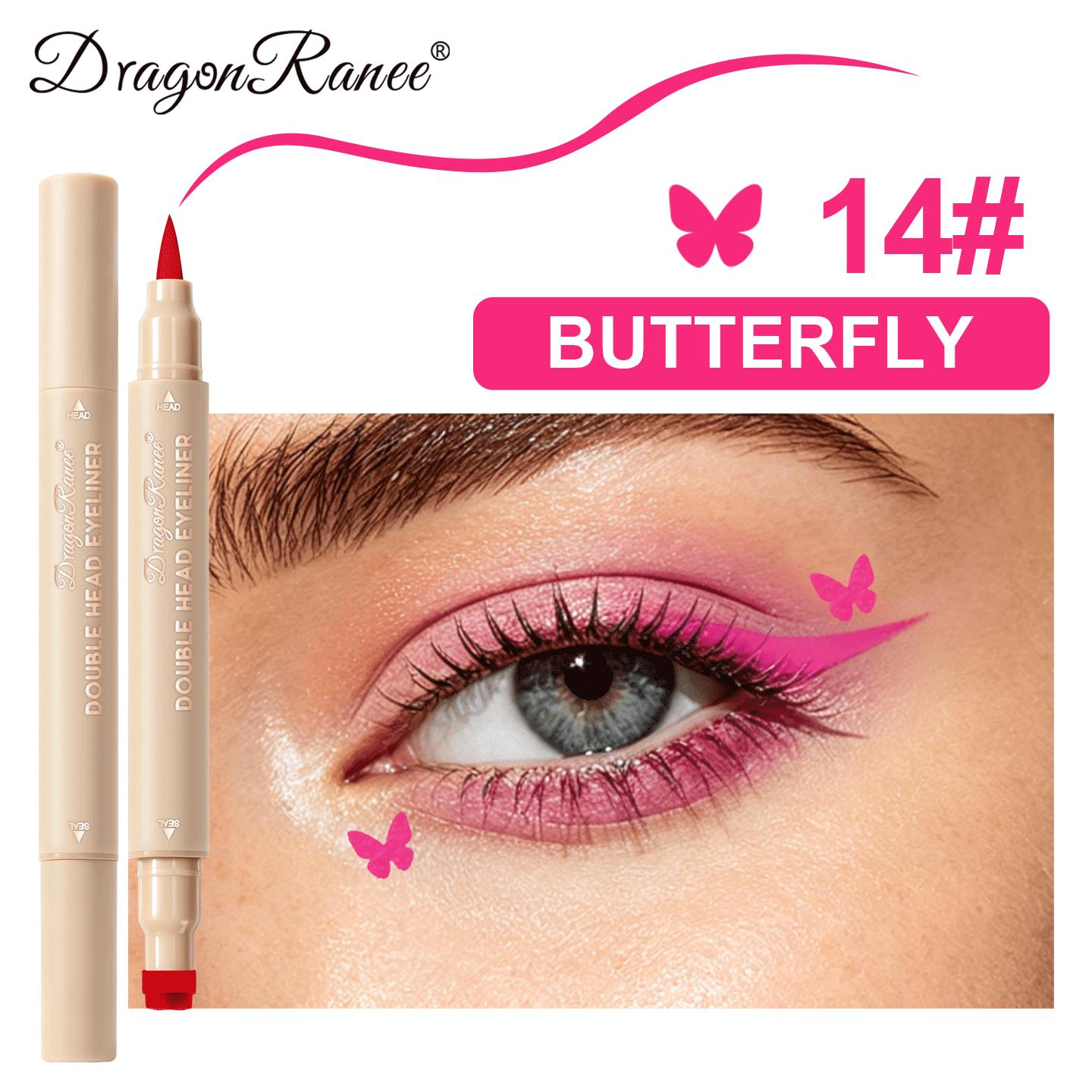 Dubbele Kop Stempel Vloeibare Eyeliner Vlekbestendig Sneldrogend Waterdicht 2-in-1 Kleurrijk Liefde Ster Vlinder Ooglijn Potlood Make-up No Box&1.5g
