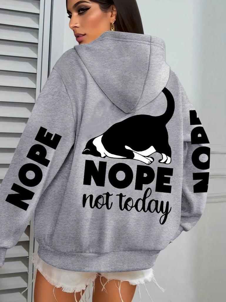 Y2K Dog Print Women's Pocket Hoodie - Casual Autumn Pullover