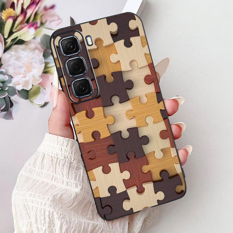 For Infinix Hot 50 4G Phone Case Hot 50 Pro+ 4G Hot50 Pro Elegant Floral Cat Pattern Black Silicone Soft TPU Cases