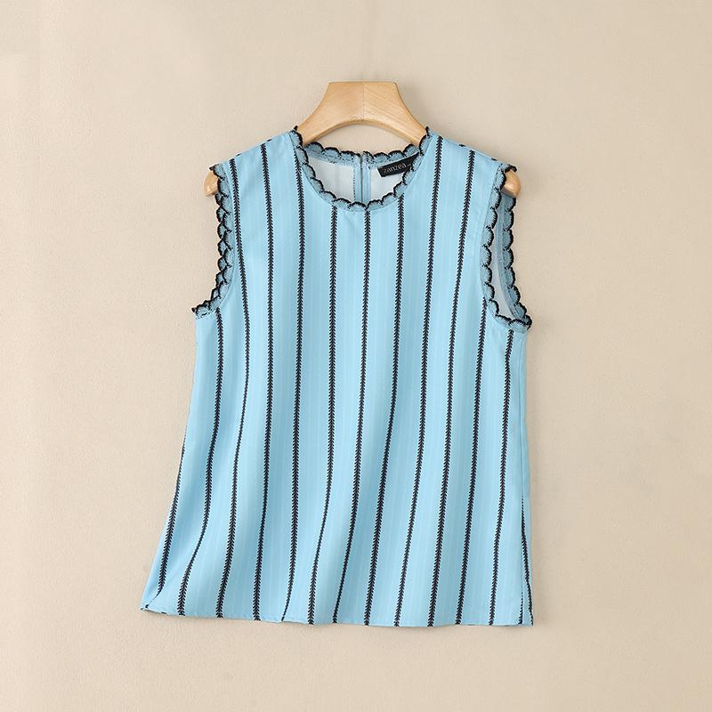 ZANZEA Women Casual Round Neck Stripe Summer Sleeveless Tank Tops