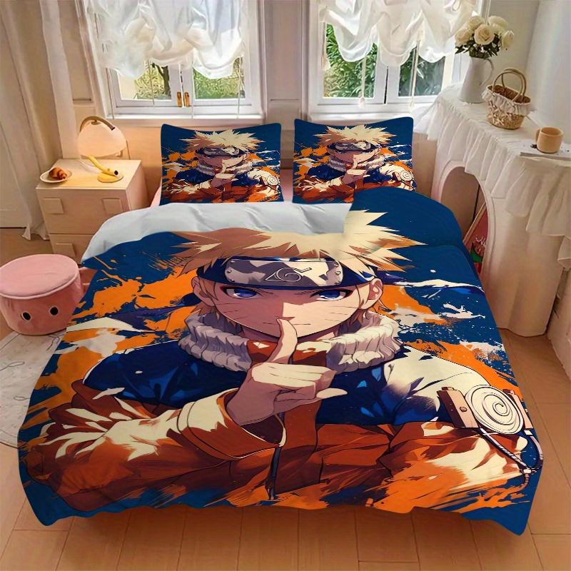 3pcs Naruto Themed Printed Bedding Set, Soft and Comfortable Quilt Cover for Bedroom, Guest Room (1 Duvet Cover + 2 Pillowcases, Pillow Core