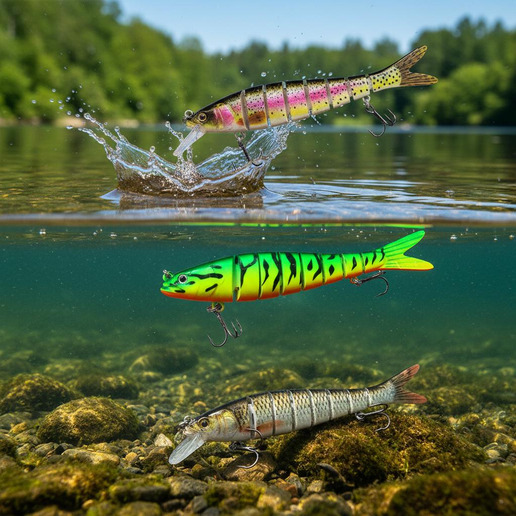 14cm 8-Joint 3-Pack Fishing Lures Set Durable ABS Hard Bait for Freshwater Predator Fishing