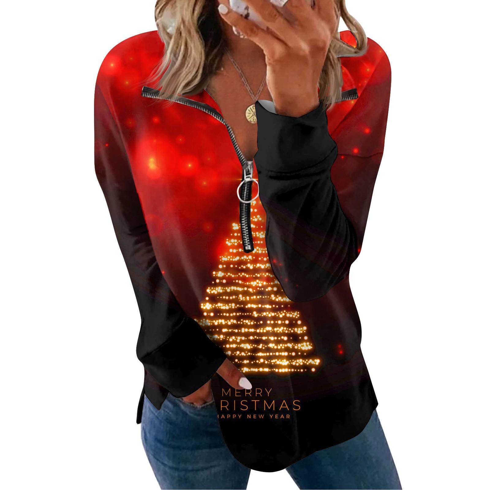 

Рубашки на молнии с длинным рукавом для женщин, футболки с ретро-принтом, блузки, повседневные топы, пуловеры M