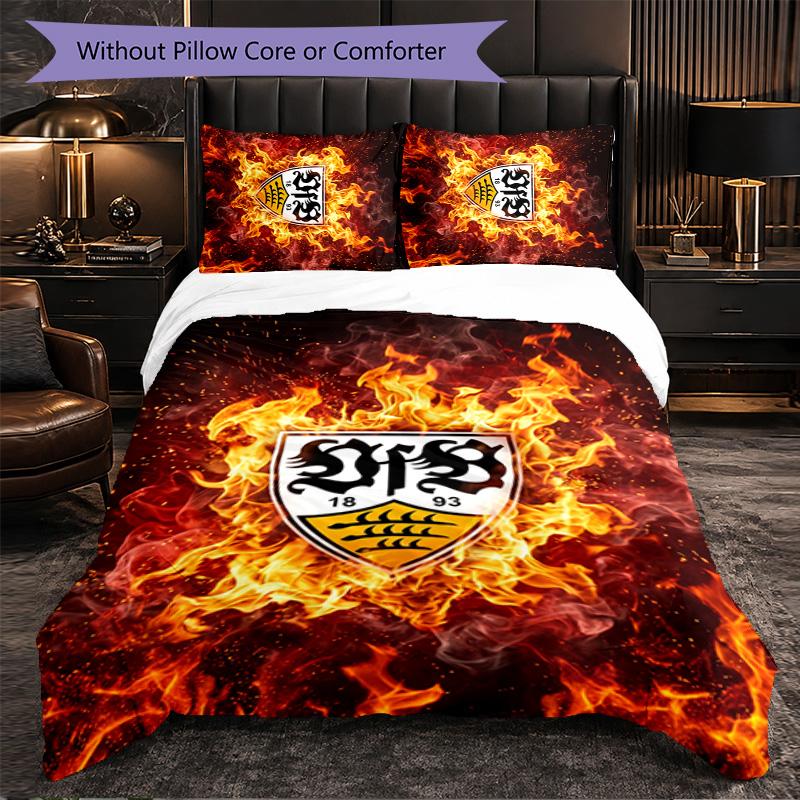 Set Biancheria da Letto Calcio VfB Stuttgart 3 Pezzi Morbido Set Copripiumino con Federe Set Decorazione Camera da Letto per la Casa
