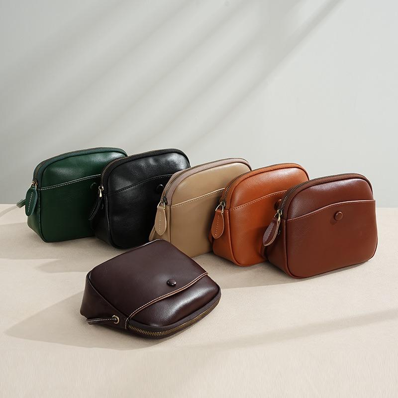 Shell Bag Women's First Layer Cowhide Casual Shoulder Commuting Versatile Messenger Bag Women's High-end Mobile Phone Bag