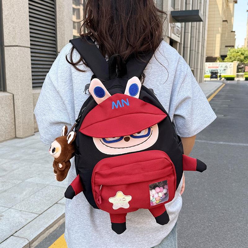 School Bag Cute Cartoon Rabub 2025 New Girl Cute Contrasting Color Large Capacity Shoulder Bag Lightweight Student Backpack