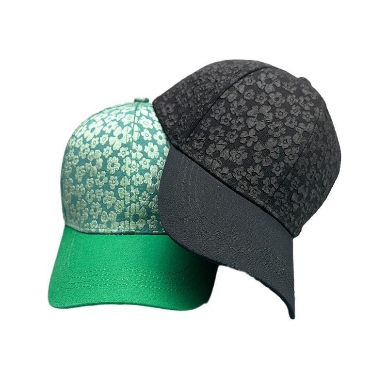 Hard Top Small Floral Textile Baseball Cap Women'S Fashion Sunshade Foreign Style Versatile Outdoor Cap