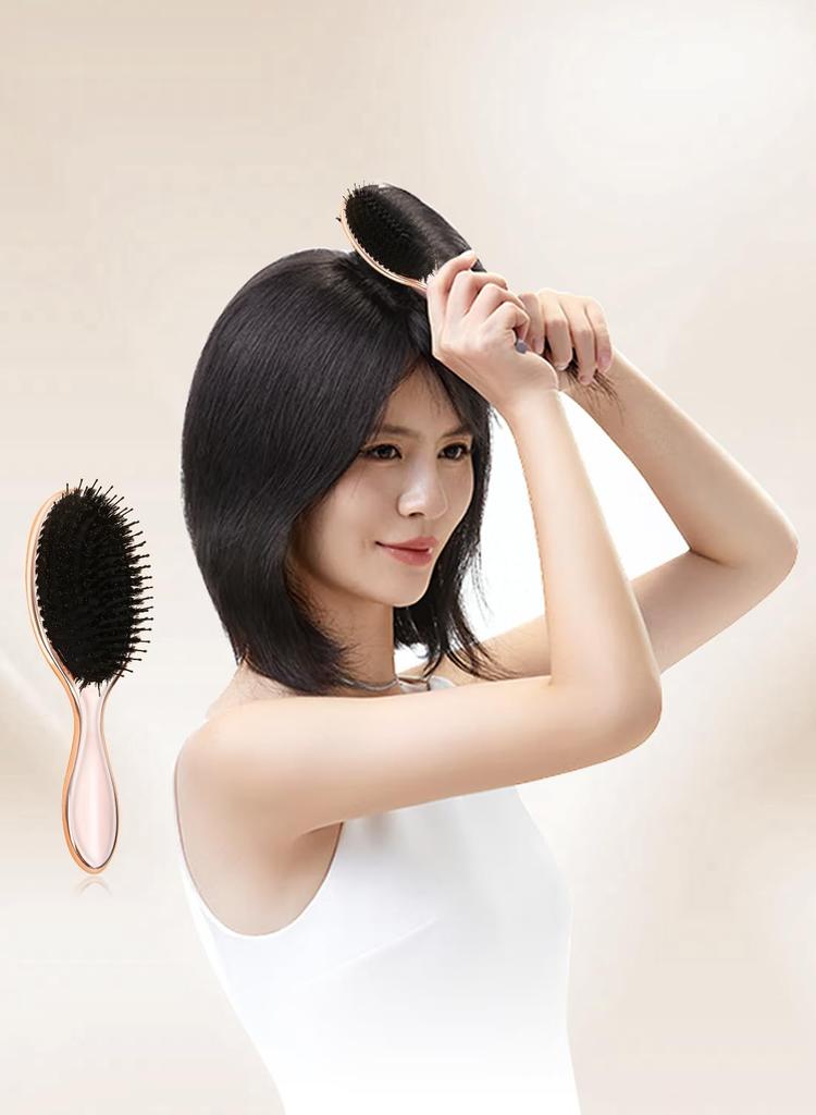 Hairbrush Soft Brush Scalp NAZUSA Ion Care Prevents Split Combs Hair Design Can Be Used Wet or Smooth Hair Scalp Rose Electroplated Back Bristle