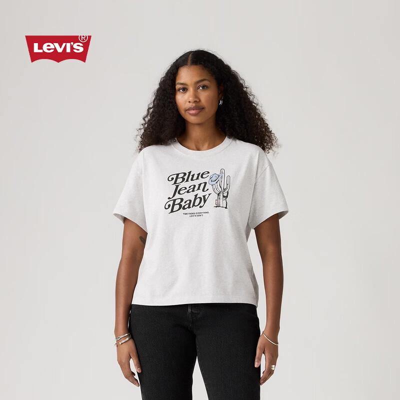 Levi s Women s Retro Print Short Sleeve T-Shirt M серый