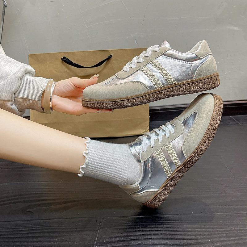 Large size autumn new low-top retro student silver board shoes casual versatile sports