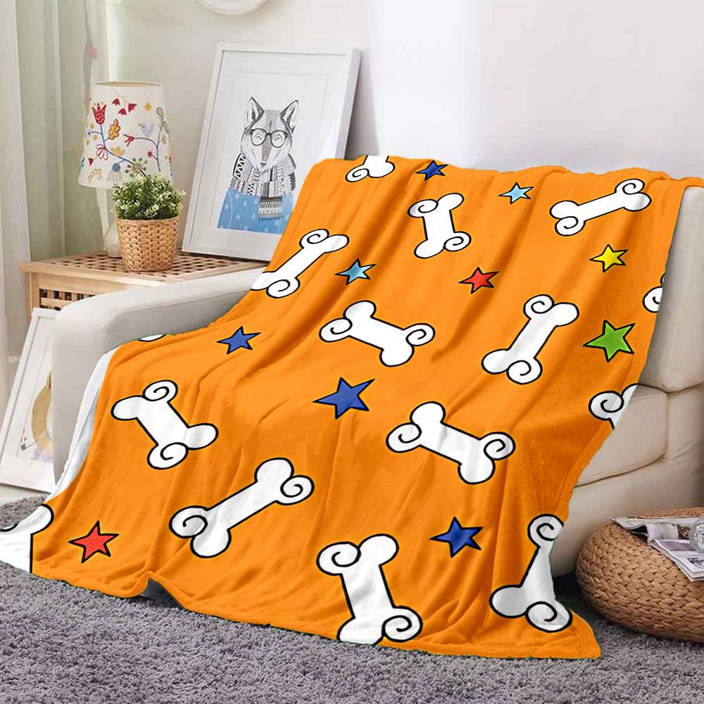 1pc Dog Bone Stars Blanket, Lightweight Flannel Throw Blanket for Sofa, Bed, Travel, Camping, Living Room, Office, Couch, Chair, and Bed
