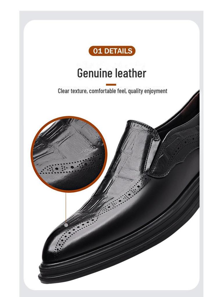 2024 Men's British Style Carved Brogue Slip-On Leather Shoes - Business Casual & Formal