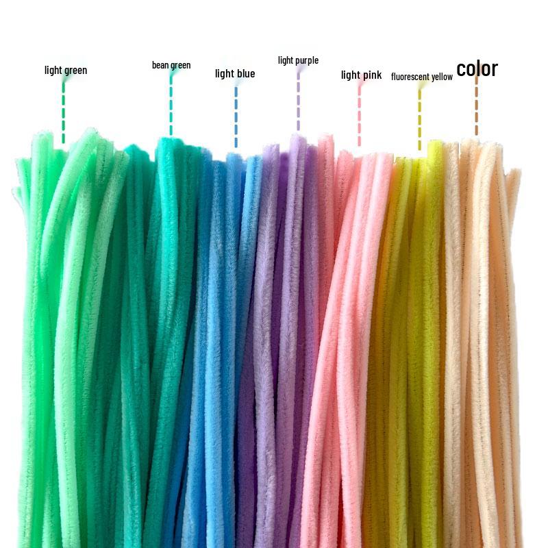 Thickened White Chenille Pipe Cleaners - Mixed Colors for DIY Bouquet Crafts