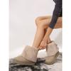 New Thick-soled Round-toe Flip-up Hairy Short Snow Boots Women's Warm Thickened Cotton Shoes