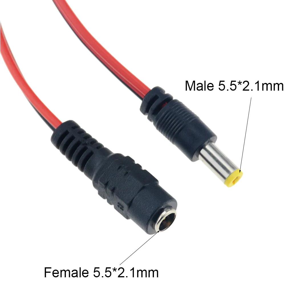 Alligator Clip To DC Power Plug Connector Adapter Plug 25CM Test Leads Wire DC 5.5*2.1mm Clips Crocodile Male Female Connect