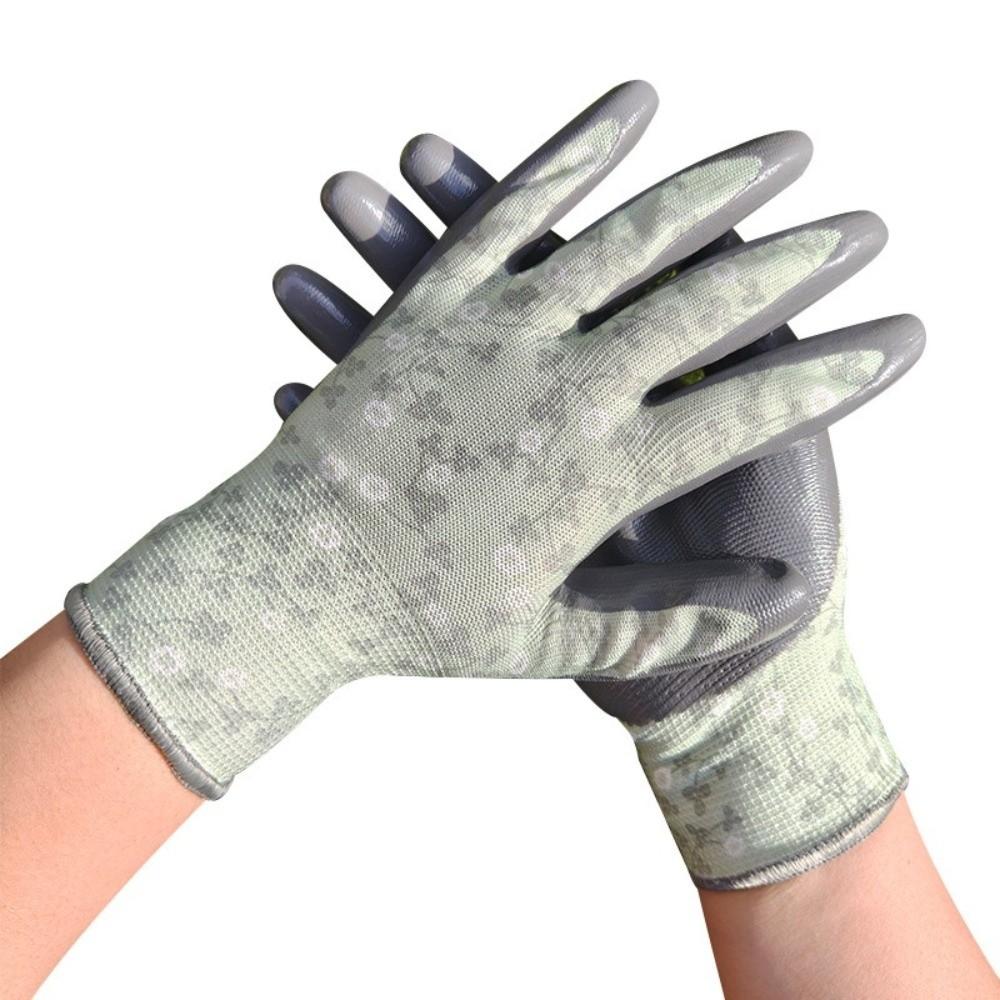 Floral Pattern Gardening Gloves Breathable Anti Prickling Work Gloves Multi-purpose Comfortable Protective Mittens зелёный