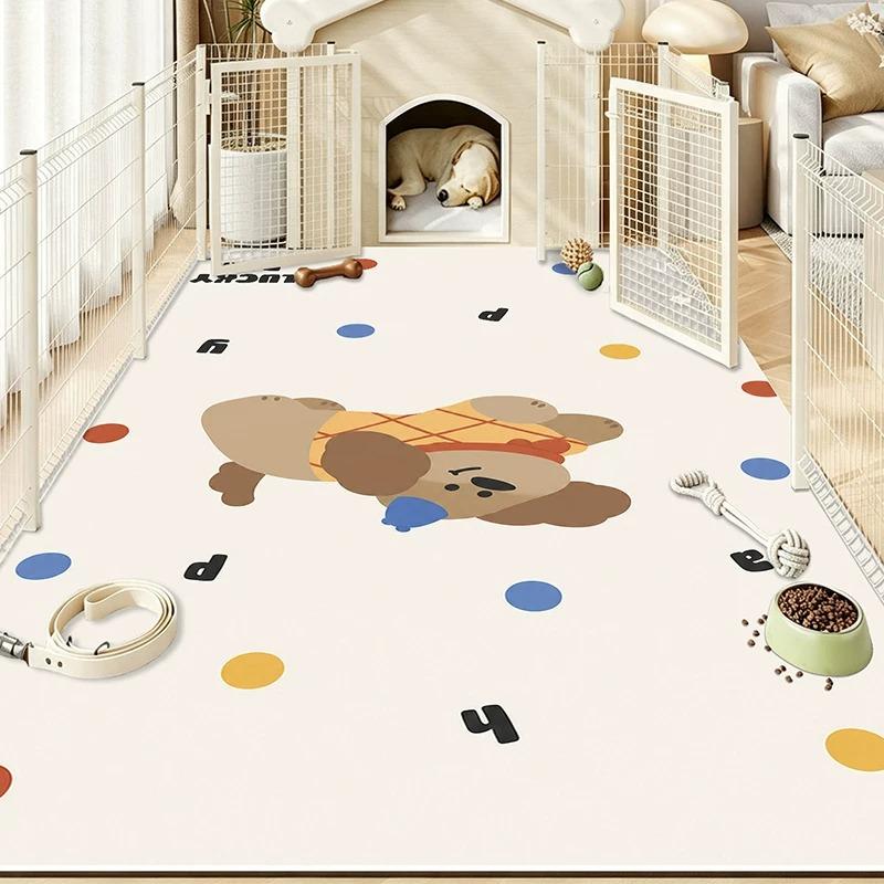 Cartoon Pet Rug Waterproof Urine-proof Scrubable Washable Rugs Cat Dog Kennel Fence Floor Mat Pvc Leather Mats Carpet Tapete