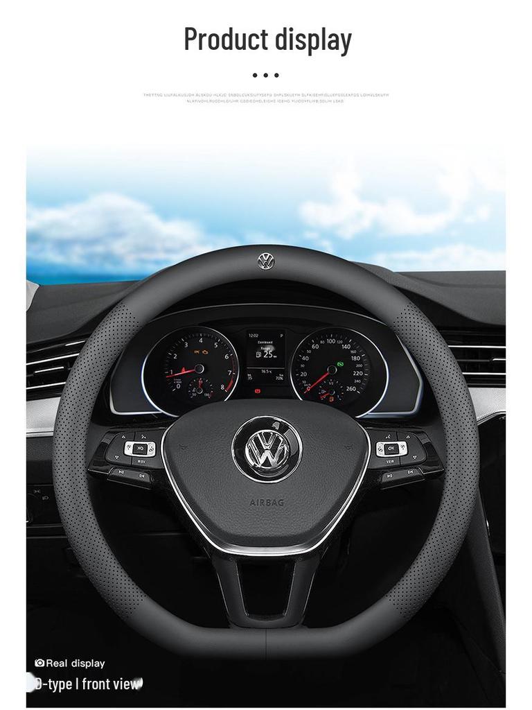 Volkswagen Passat Helårsäkta Läder Rattöverdrag, Ultratunt Universellt Passform Inredningstillbehör.