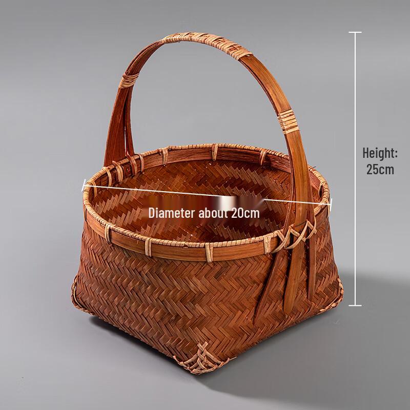 Hand-Woven Round Double-Layer Bamboo Carry & Storage Basket (Set of 2)