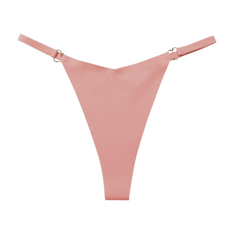 

European and American large-size pure cotton crotch women s underwear low-rise sexy T-pants seamless ice silk thong underwear XL