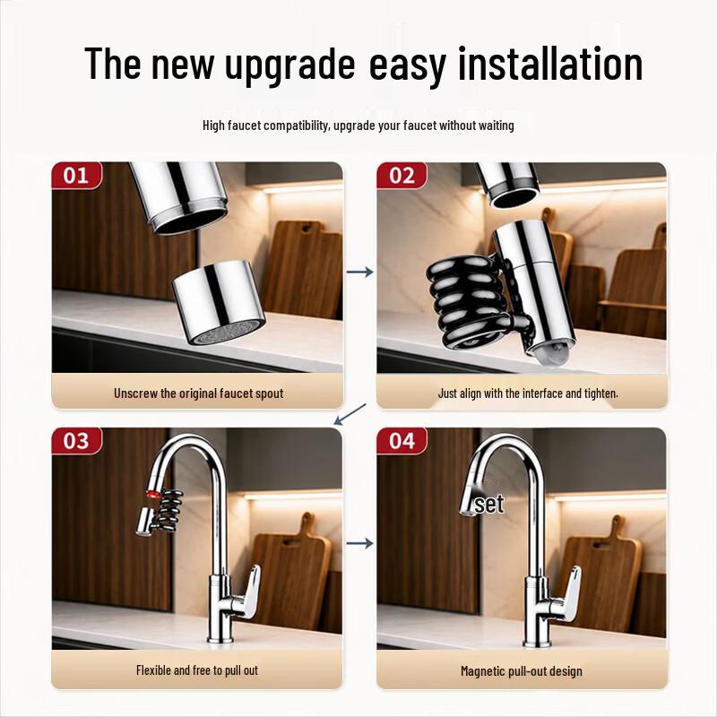 HOMK Stainless Steel Kitchen Faucet Extender with Dual-Mode Sprayer