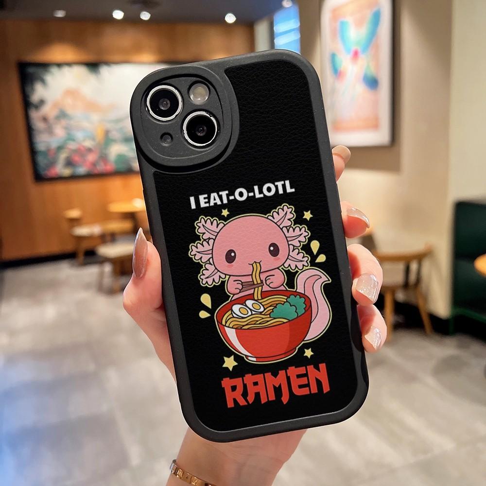 Axolotl and Ramen Phone Case For Apple Iphone 14 flirtatious Pro Max11 13 12 Mini X Xr Xs 8 Puls Se Lambskin Silicone Cover