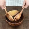 2Pcs Wooden Salad Servers Spoon Fork Set Salad Spoon and Fork Kit Long Handle Serving Salad Scoop Tableware Kitchen Utensil