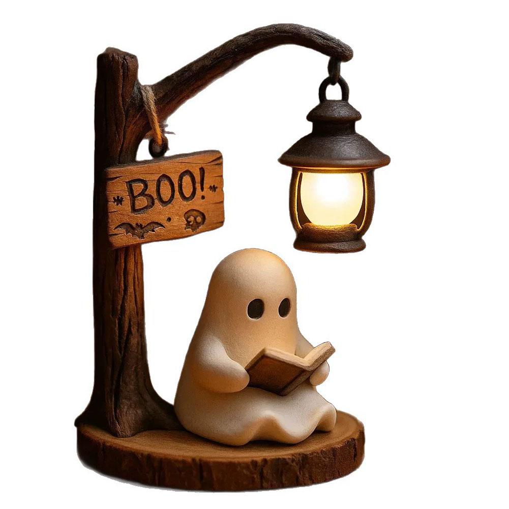 Cute Ghost Reading Lamp Halloween 3D LED Night Light Spooky Cute Desk Light for Bedroom Study Halloween Home Decor Book Lovers