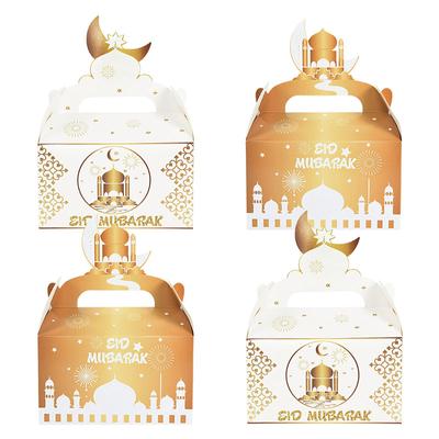 4 Stuks EID Mubarak Cadeaudoos 2024 Ramadan Mubarak Koekjes Snoep Snack Verpakkingsdoos Zak Benodigdheden Islamitische Moslim Feestdecoratie