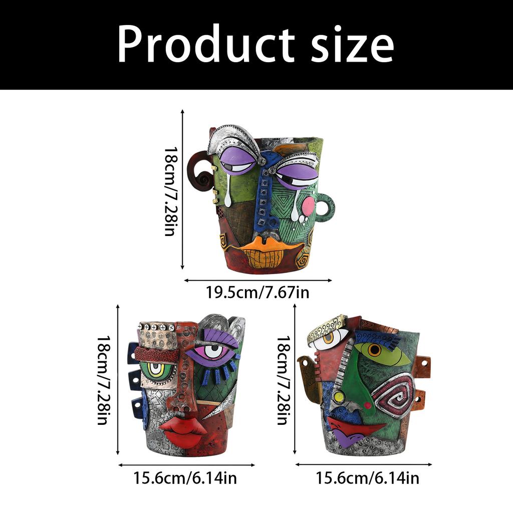Functional Plant Pot Abstract Human Face Inspired Art Handmade For Decorative Use Bright Any Location