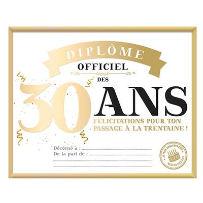 [A3652] - Official Gold '30 Years' Diploma Frame - 25x20 Cm