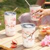 Thermal Mug Stainless Steel Protable Sakura Vacuum Flask Insulated Water Cup with Lid Travel Water Iced Bottle Kitchen Tools