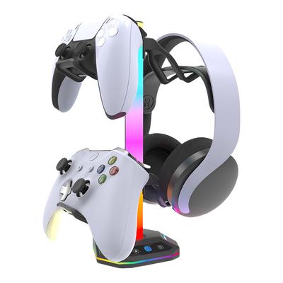 RGB Headphone Stand with 9 Light Modes Game Controller Holder Display Rack with Type C USB Ports for PS5/PS4/Xbox/Switch Gamepad