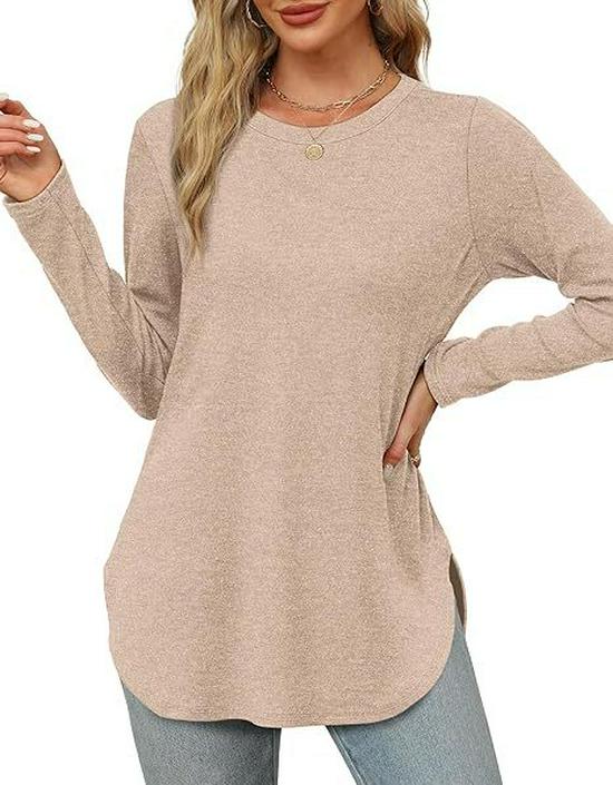 Autumn Women's Solid Long Sleeve Round Neck Loose Casual Top