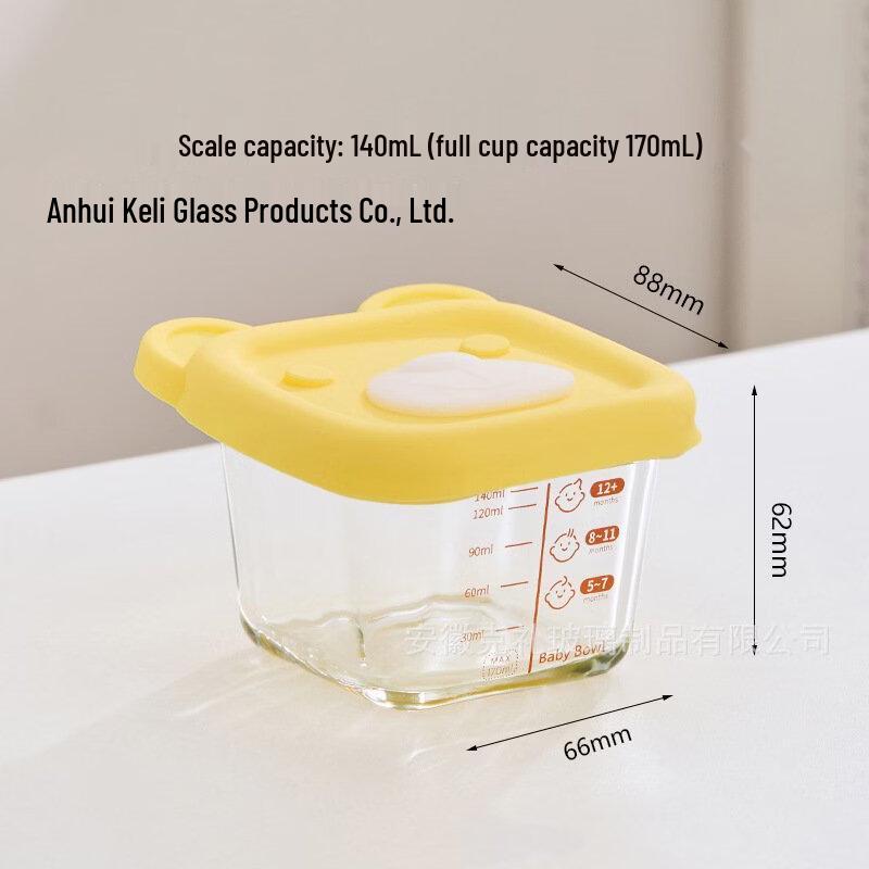 Abay 170ml Glass Baby Food Bowl with Silicone Lid (3-Pack)