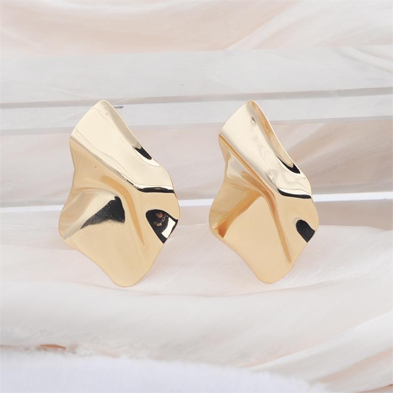 New Exaggerated Irregular Metal Piece Dangle Earrings for Women Uneven Folded Gold Color Metal Hanging Earrings brincos