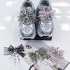 Elegant Lace Embroidered Shoe Clip with Beaded Butterfly Bowknot Handmade Bag Pendant Decorative Buckle for Footwear