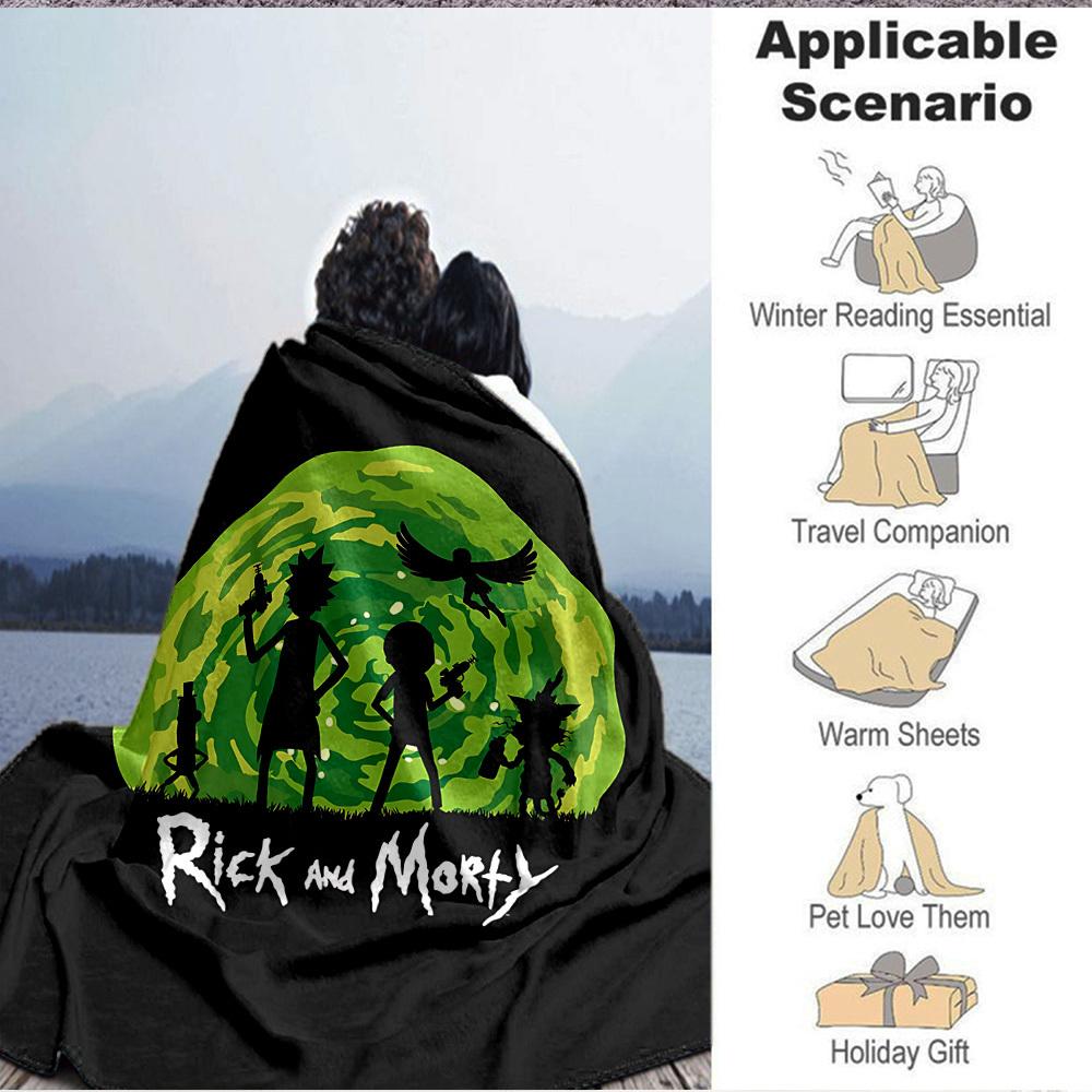 1pz Rick, Morty Coperta Plaid in Flanella Leggera Morbida Calda Coperta per Tutte le Stagioni per Divano, Letto, Viaggio, L1028142